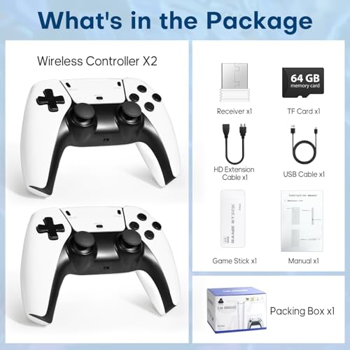 Retro Gaming Console with 20000+ Classic Video Games, 64G Storage, 4K HDMI Output and 2.4GHz Wireless Controller Q32442