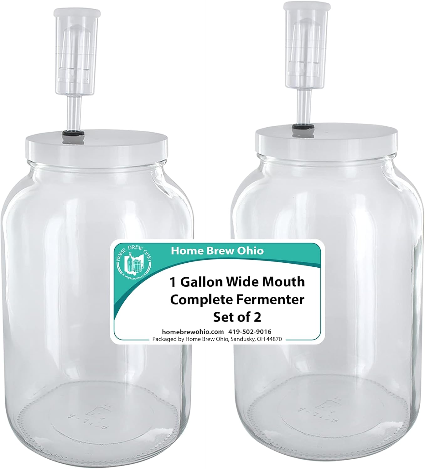 One Gallon Glass Wide Mouth Fermenter Set of 2 X218800