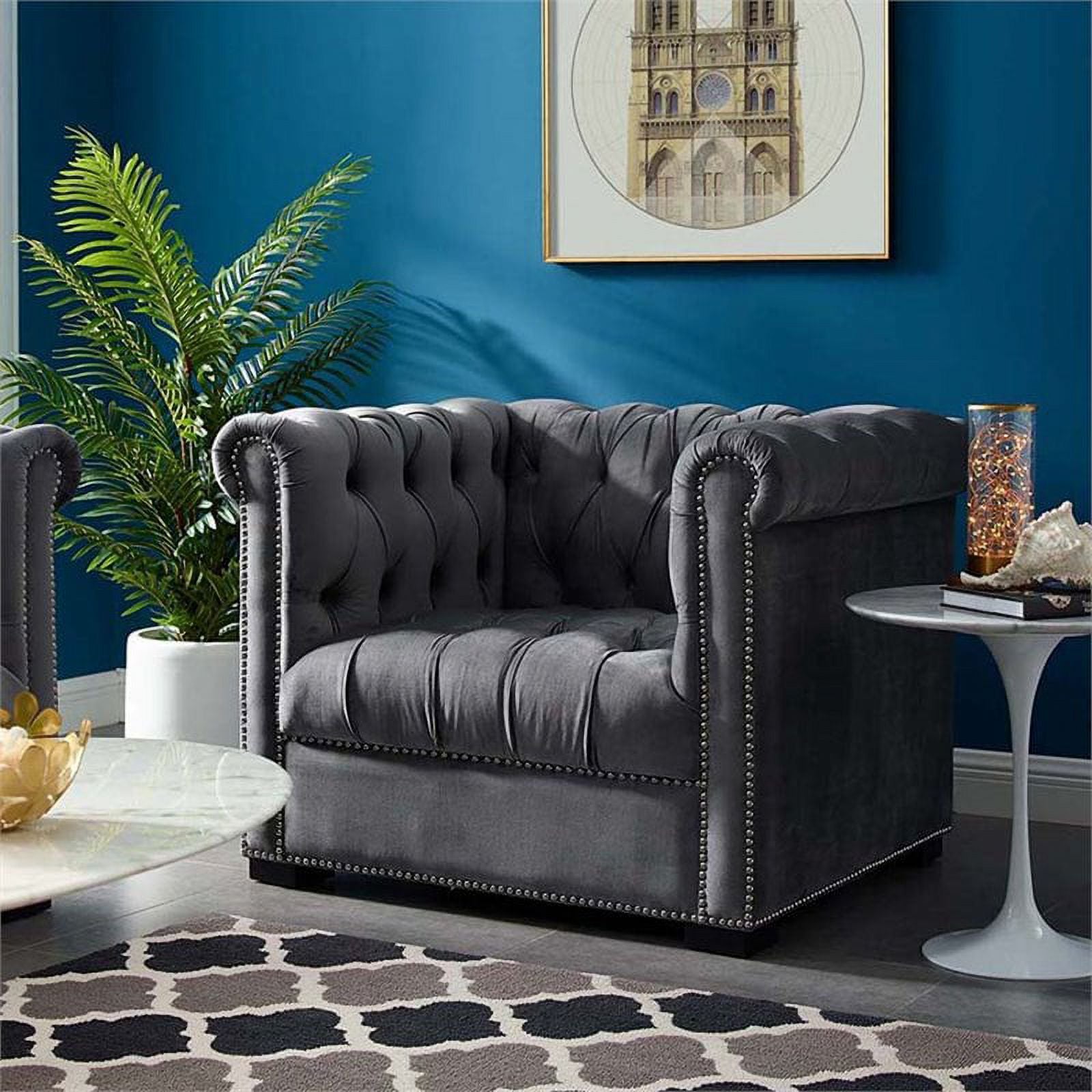 Gray Velvet Accent Chair K991873