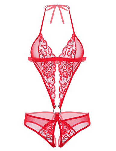 Deep V Lace Teddy One Piece Bodysuit T4757