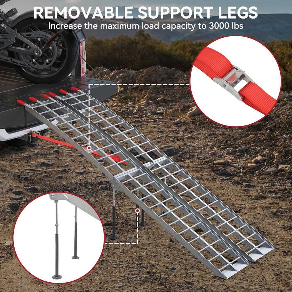 7.5ft Aluminum Folding ATV Ramps with Removable Support Legs, 2pcs Z48518