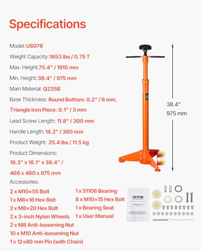 3/4 Ton Capacity Under Hoist Jack Stand Q757