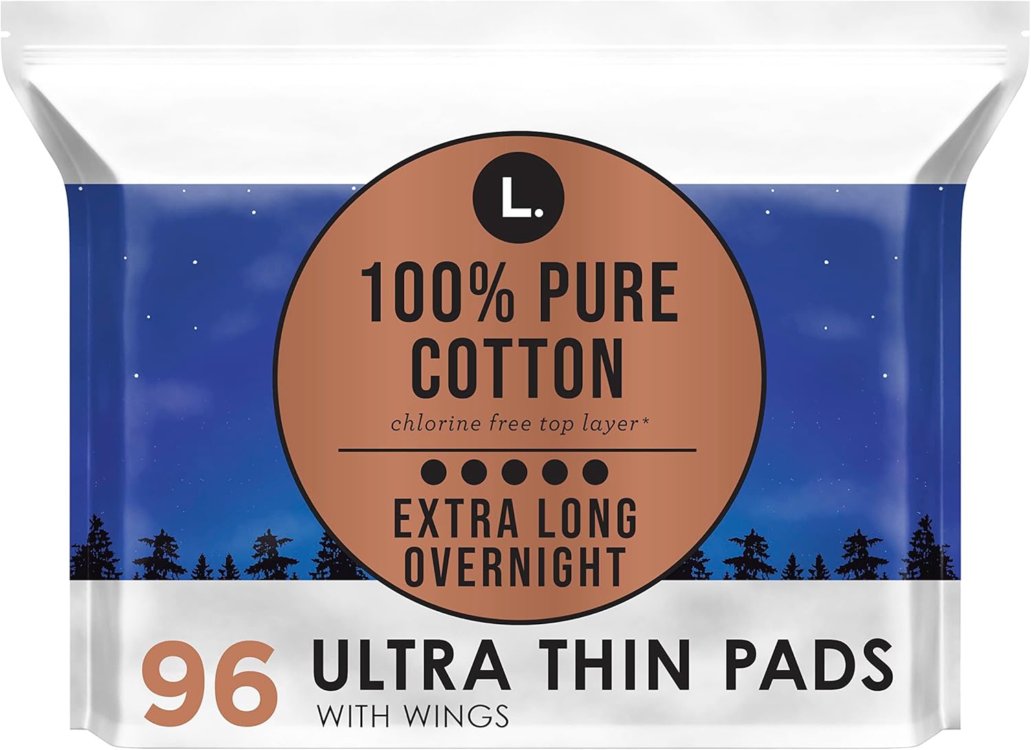 Cotton Topsheet Pads, Ultra Thin Pads with Wings, Unscented Menstrual Pads, 96 Count I67663