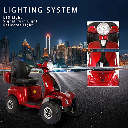 Heavy Duty 4-Wheel Electric Mobility Scooter with Adjustable Seat W8596