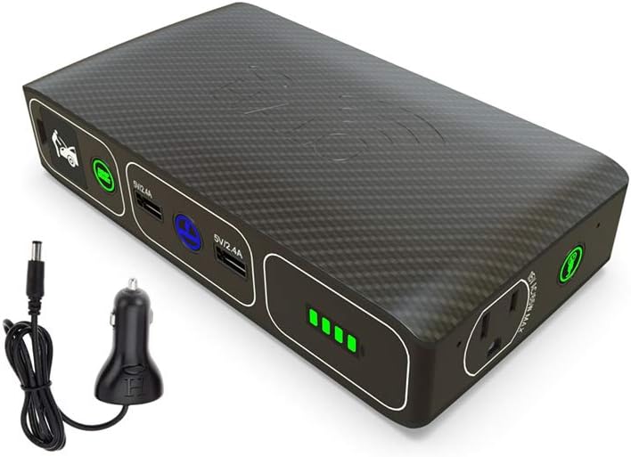 44400 mWh Portable Laptop Power Bank with AC Outlet and Car Charger, Black Graphite A2382