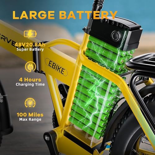 20" Fat Tire 1000W Folding Electric Bike with 48V 20.8AH Removable Battery S1133