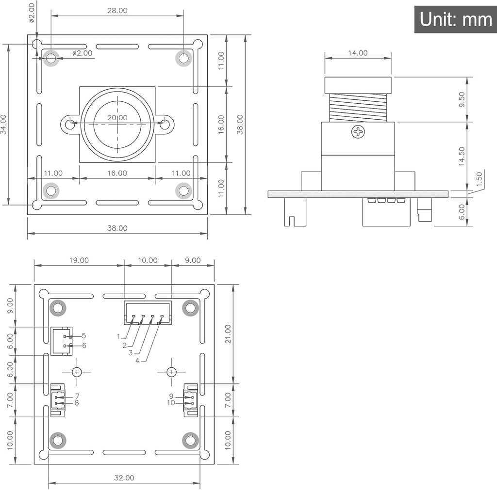 2.1mm Wide Angle USB Camera Module Pack of 2 F56646