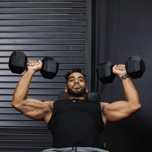 Black Rubber Coated Hex Dumbbell Pair D173911