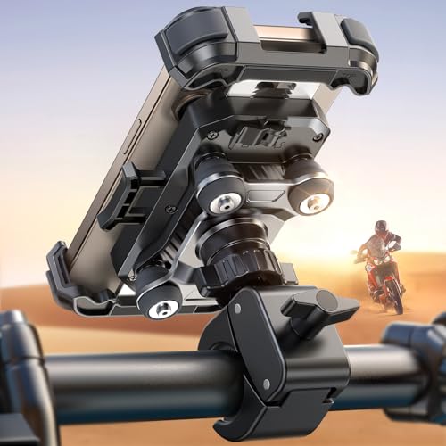 Motorcycle Phone Mount Holder with Metal Handlebar Clamp for 4.7-7" Cell Phones D84976