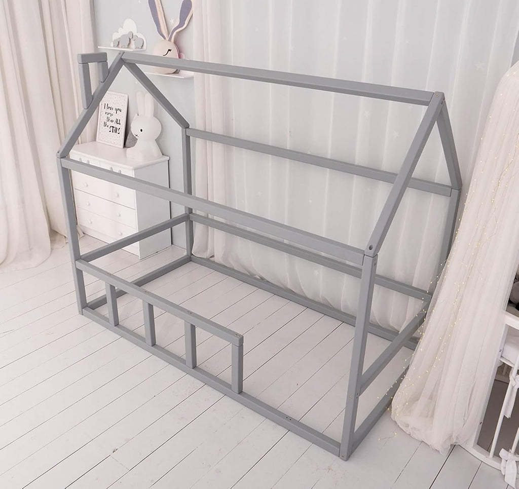 Grey Twin Floor Bed Frame P663997