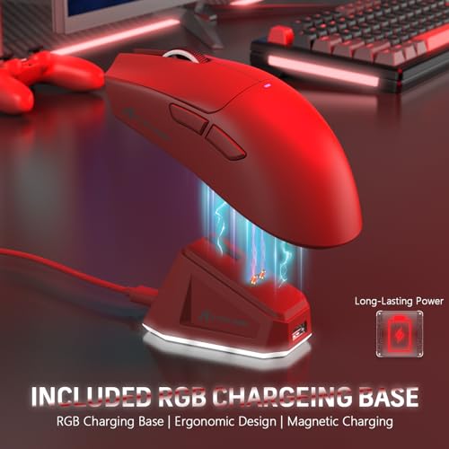 59g Superlight Wireless Gaming Mouse with Grip Tape, RGB Charging Dock, 22000 DPI, 5 Programmable Buttons (Black) Y6220
