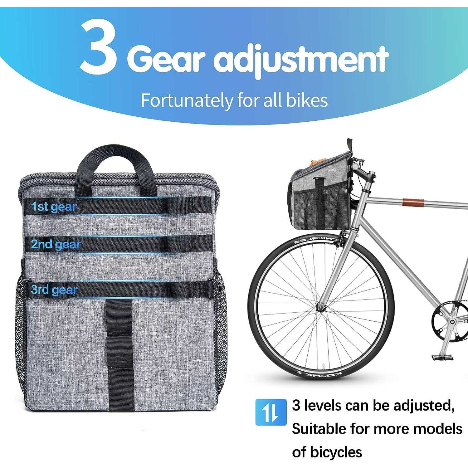 Dog Bike Basket Carrier Pet Bicycle Front Carrier Foldable Removable C155264