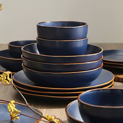 32 Piece Stoneware Dinnerware Set for 8, Blue E7743