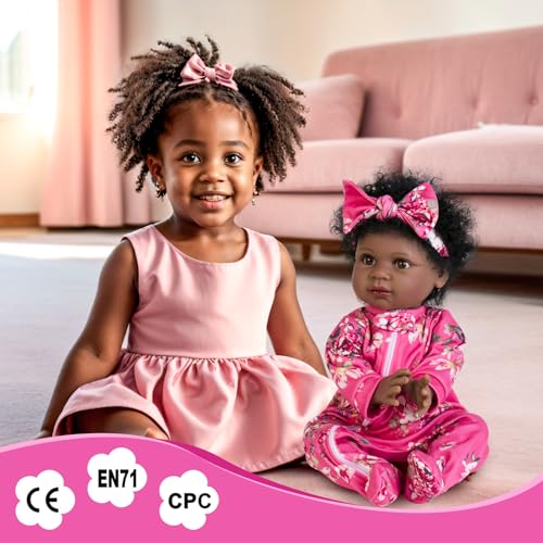 22" Black Reborn Baby Doll with Cloth Body Z331369
