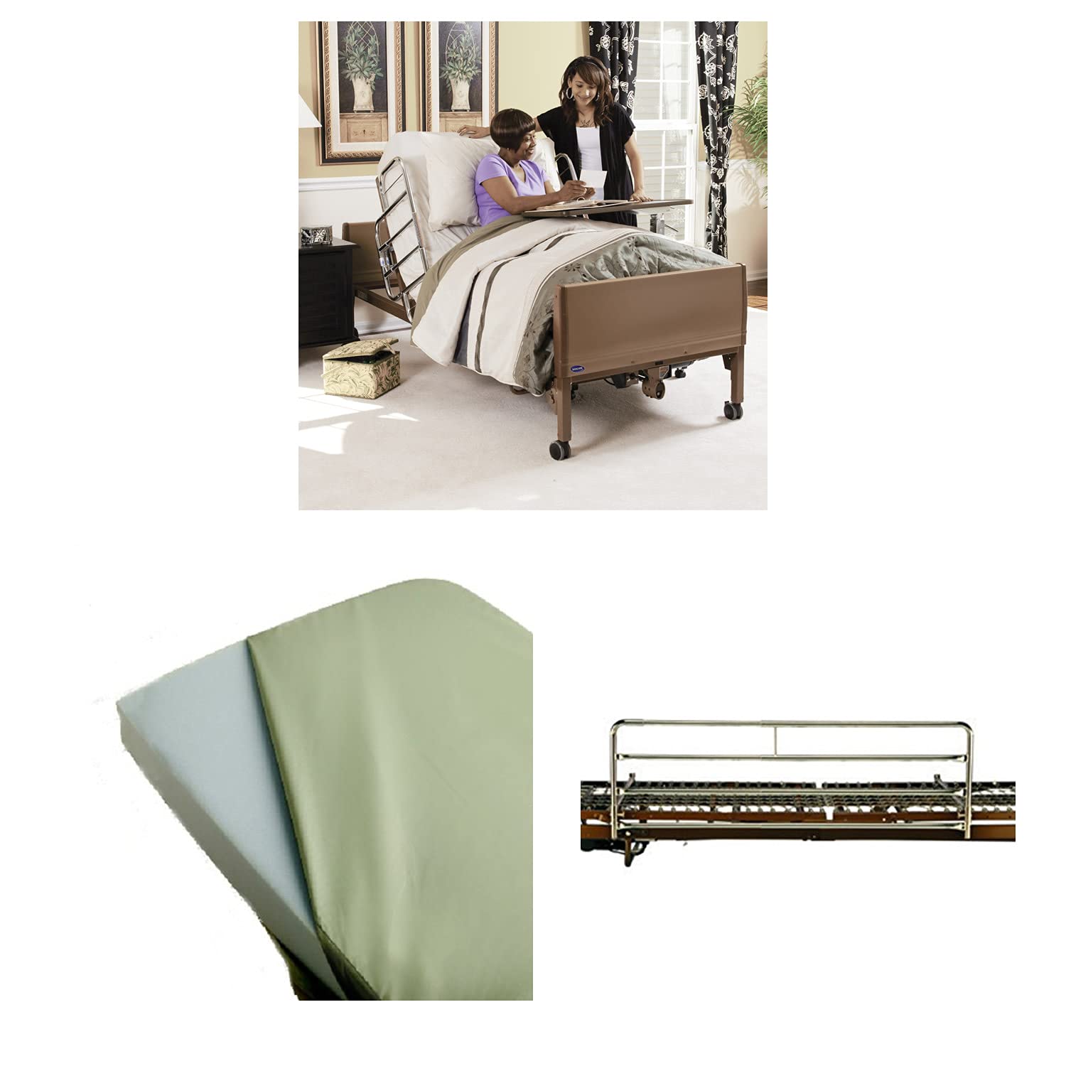 Full-Electric Hospital Bed with Innerspring Mattress and Full Bed Rails U364898