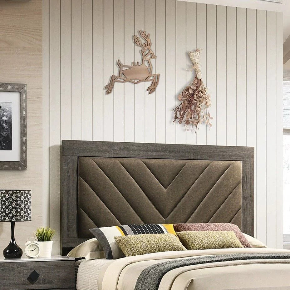 Gray Queen Size Wooden Bedframe with 2 Nightstands 3pc Furniture Set I343996