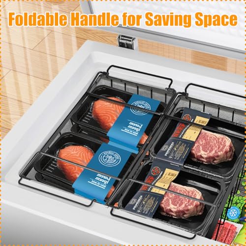 6 Pack Stackable Freezer Organizer Bins with Handles, Black A31204