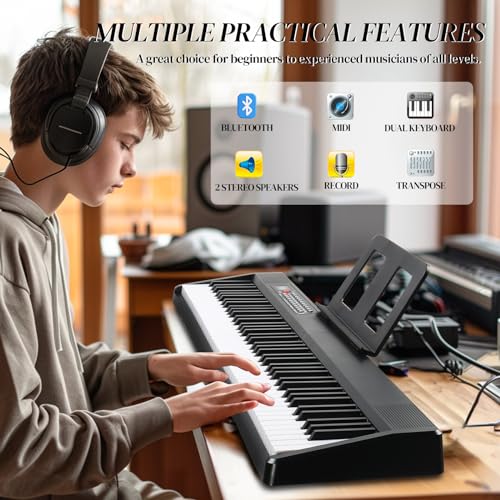 88 Keys Weighted Digital Piano with Stand, Bag, Pedal, Headphones R2422