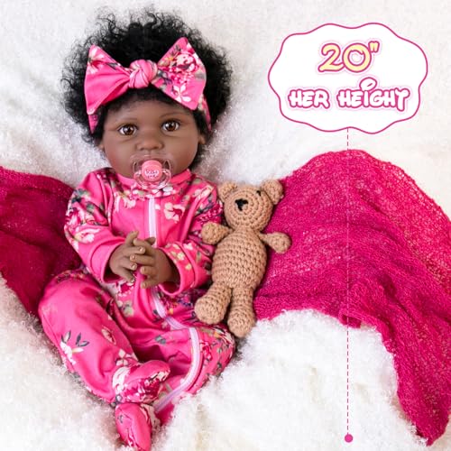 22" Black Reborn Baby Doll with Cloth Body Z331369