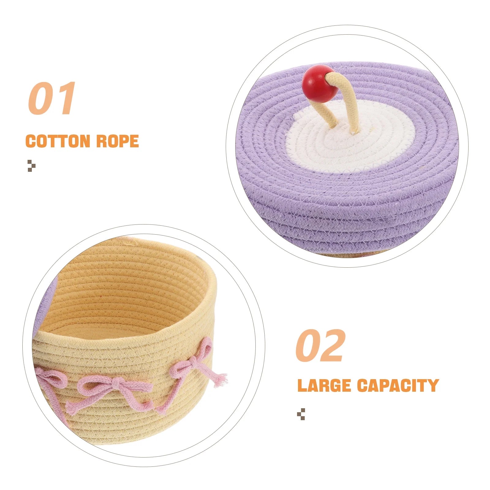 Woven Cotton Rope Basket With Lid H38975