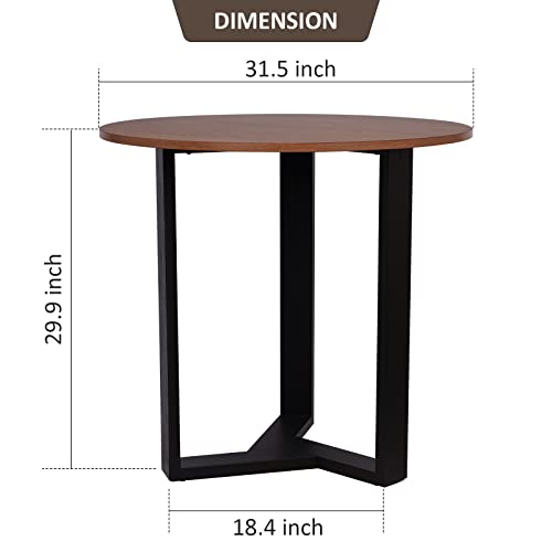 Round Dining Table Set of 2 with Black Leather Chairs A7842