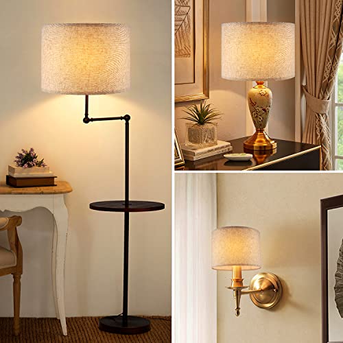 Beige Drum Fabric Lampshades Set of 2 E9315