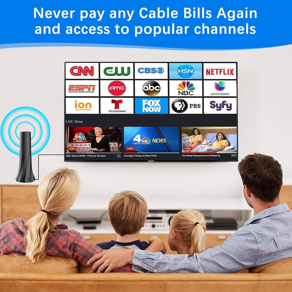 Indoor TV Antenna with Amplifier Signal Booster and 25ft Coaxial Cable D8958