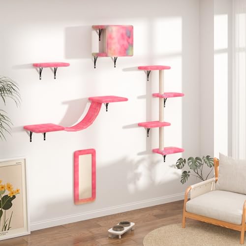 Grey Wall Mounted Cat Shelves Set of 5 U7400
