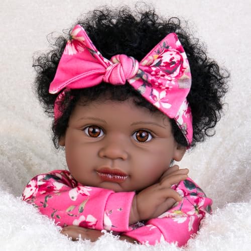 22" Black Reborn Baby Doll with Cloth Body Z331369