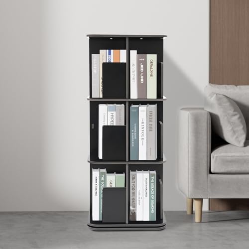 Black 3 Tier Rotating Bookcase S250