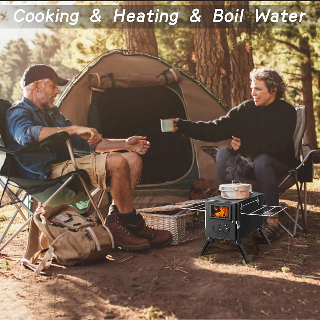 Black Portable Steel Camping Stove with Pipe V762