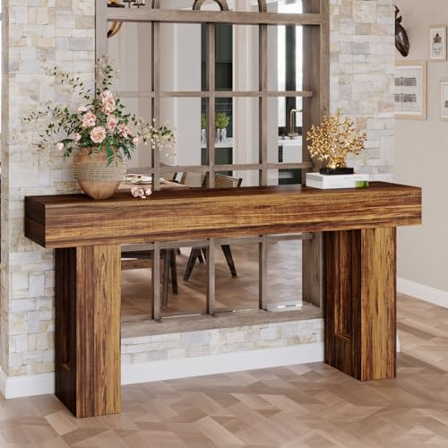 63-Inch Long Console Table, Rustic Brown Wooden Sofa Table V34960