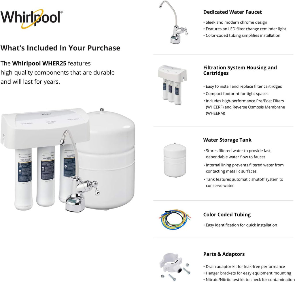Reverse Osmosis Filtration System With Chrome Faucet, White U628