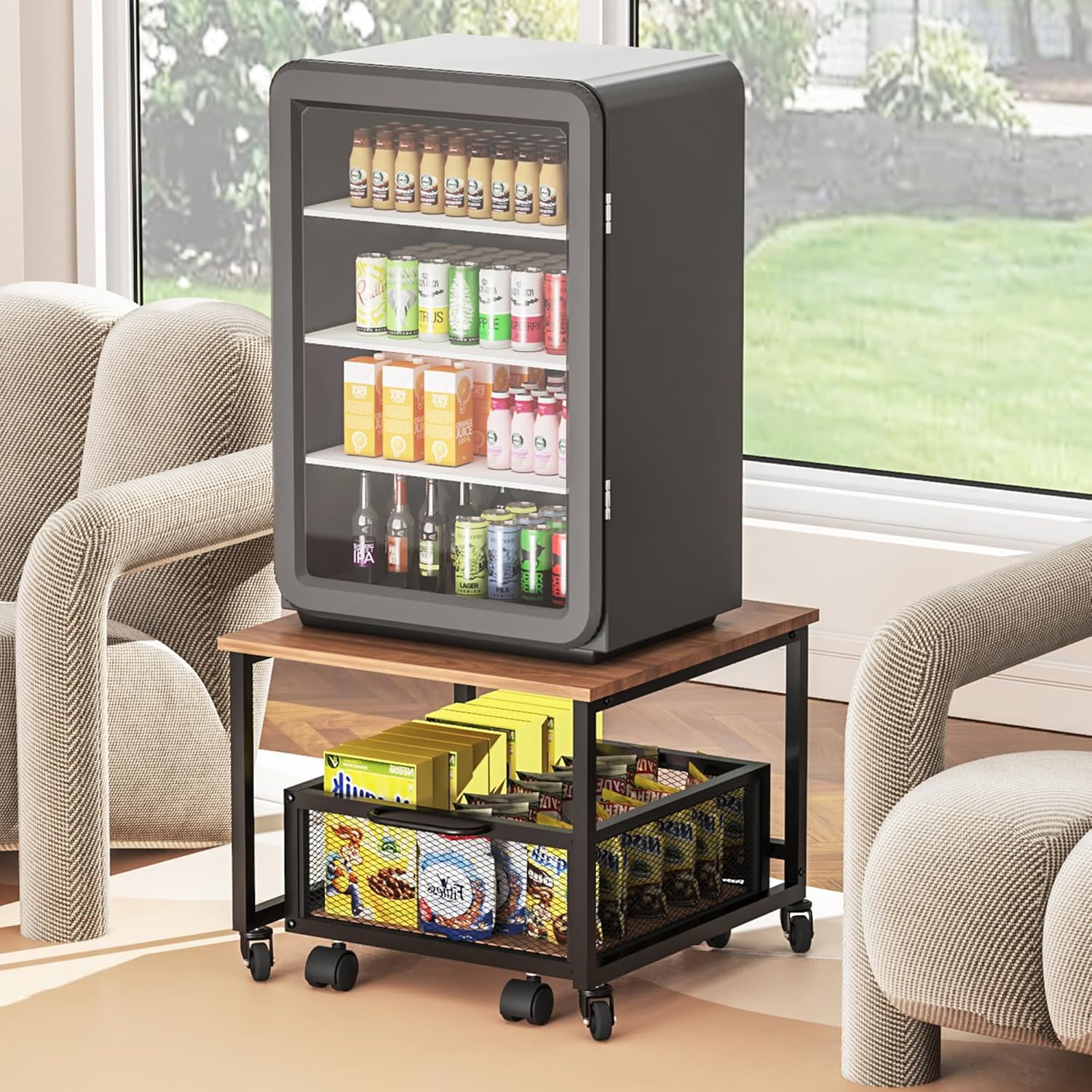 Mini Fridge Stand with Metal Basket Drawers R715163