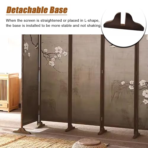 6 Panel Walnut Wood Room Divider P143096