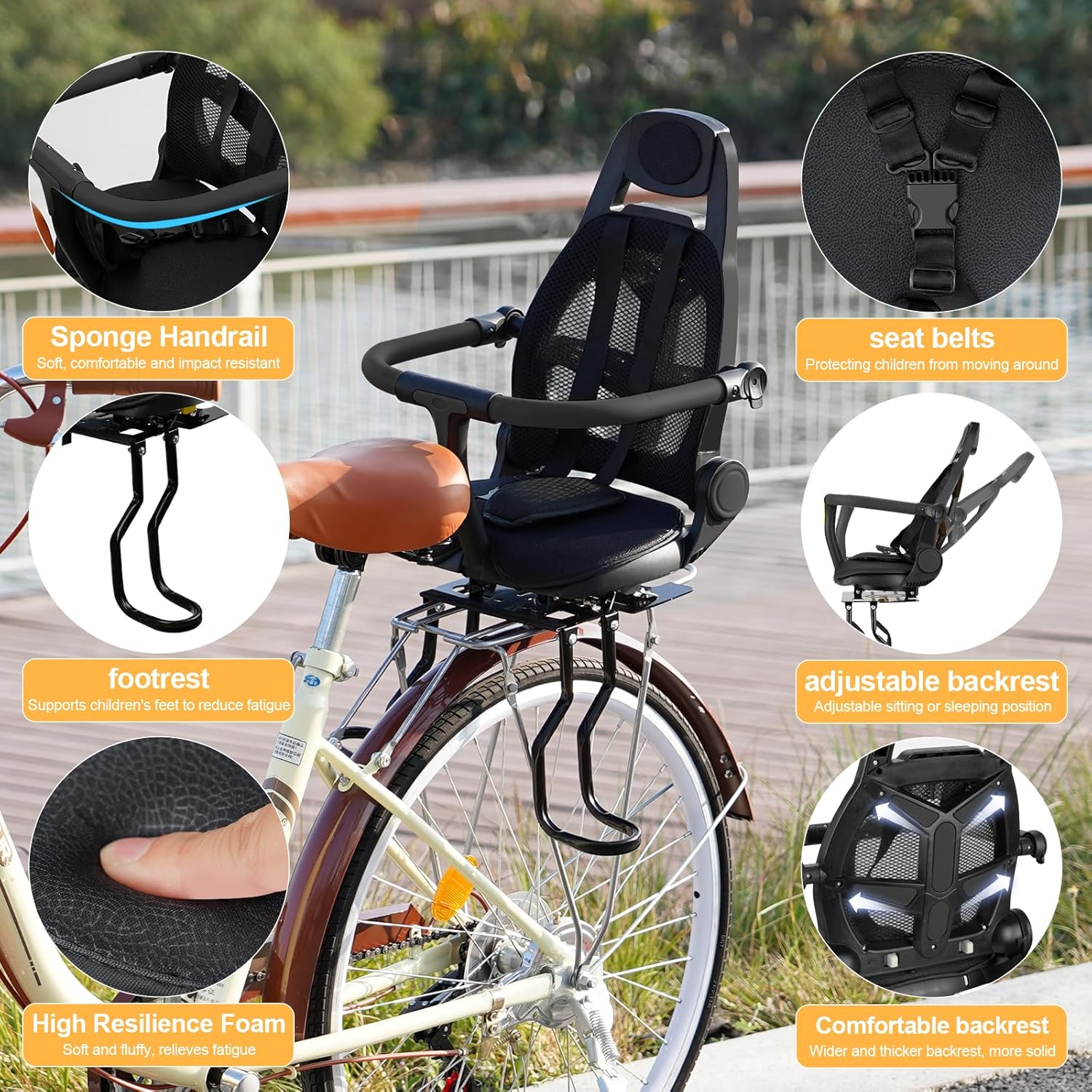 Rear Child Bike Seat with Adjustable Backrest C2552