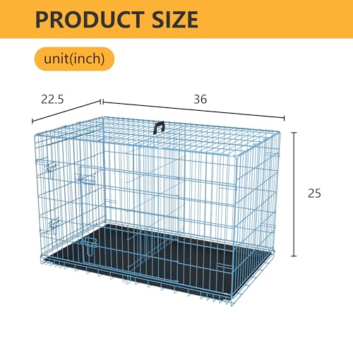 48 Inch Folding Metal Wire Dog Crate with Divider Panel and Leak-Proof Plastic Tray, Black Y680606