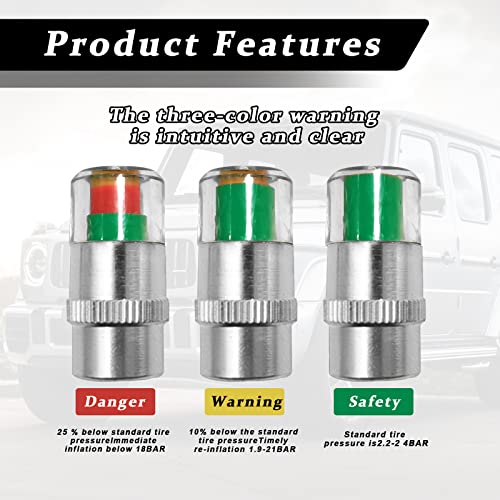 Universal 32PSI Tire Pressure Monitor Valve Stem Caps I151985