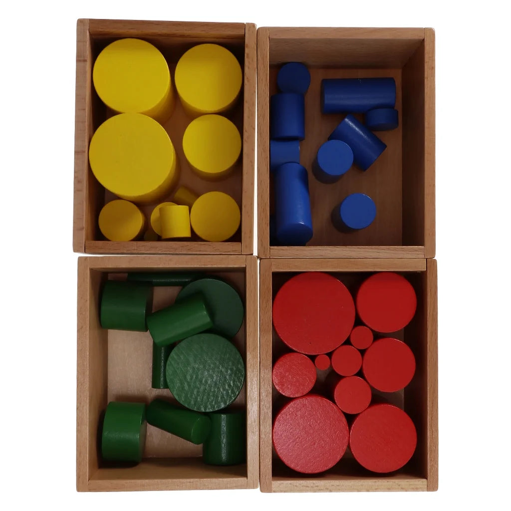 4 Sets Beechwood Montessori Knobless Cylinder Blocks Wooden Toy D600267