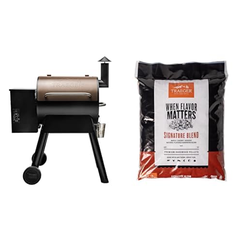 Bronze Wood Pellet Grill & Smoker, 572 sq. in. Grilling Capacity, 18LB Hopper S8621
