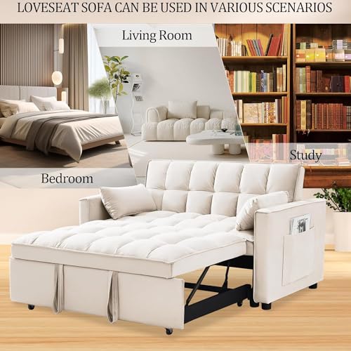 Black Velvet 3 in 1 Sleeper Sofa Couch Bed with Storage Pockets J331