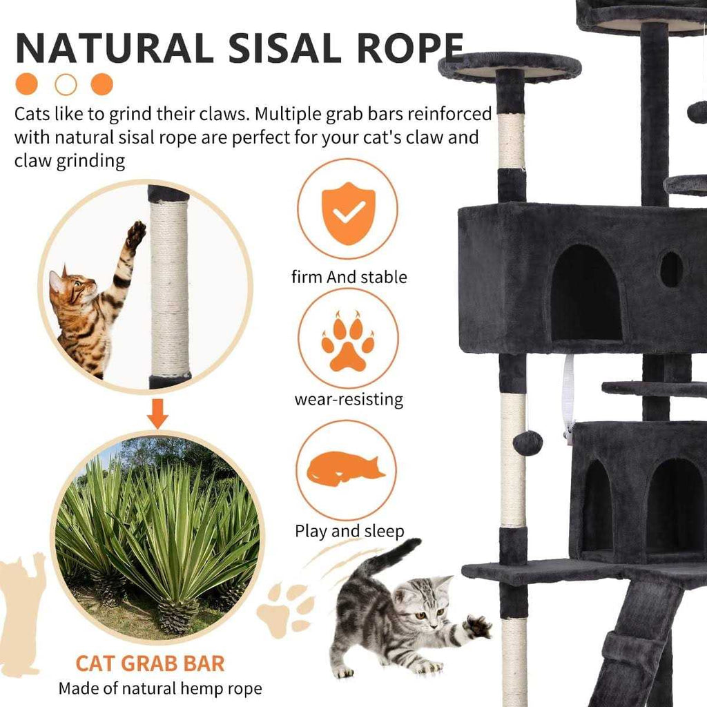 70-in Cat Tree Tower with Scratching Post Y538