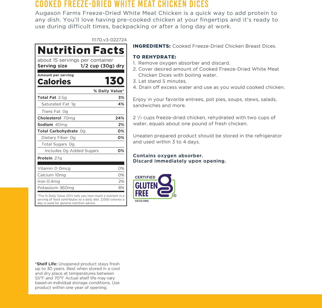 Freeze-Dried White Meat Chicken, 16 oz Z7548
