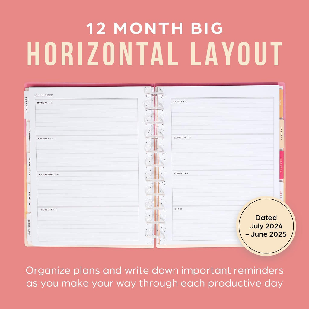 12-Month Academic Planner, July 2024–June 2025, Big Size, 72 Pages, 8 1/2" x 11" A475594
