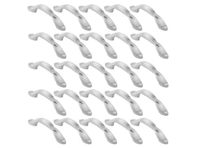 25 Pack Solid Braided Kitchen Cabinet Pulls Handles (3x22 Hole Centers) Satin Nickel Y142