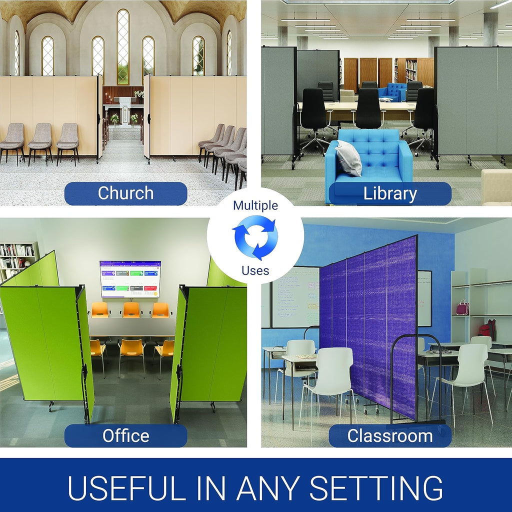 5-Panel Folding Room Divider with Metal Frame, Grey Smoke Fabric S793