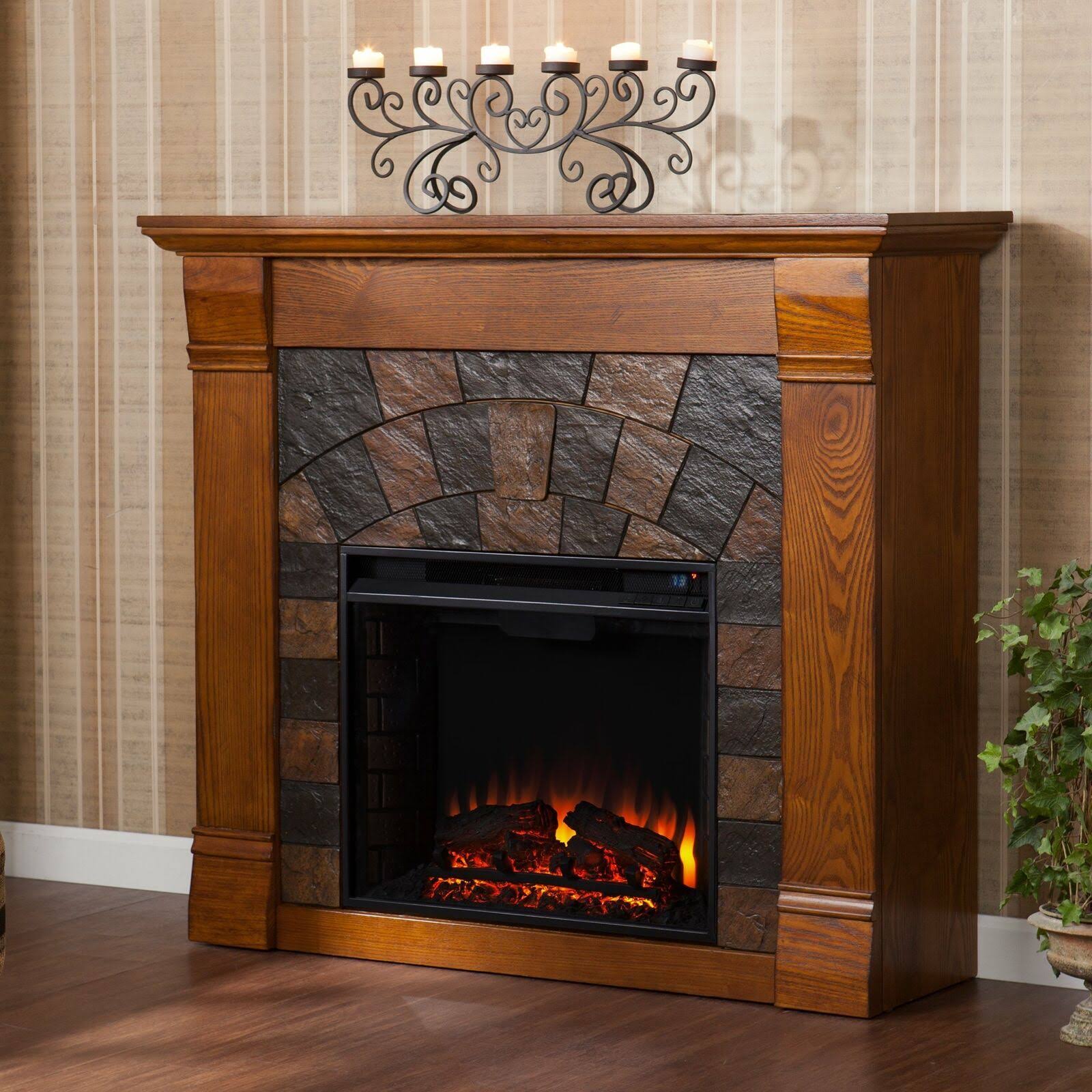 Salem Antique Oak Electric Fireplace M4796