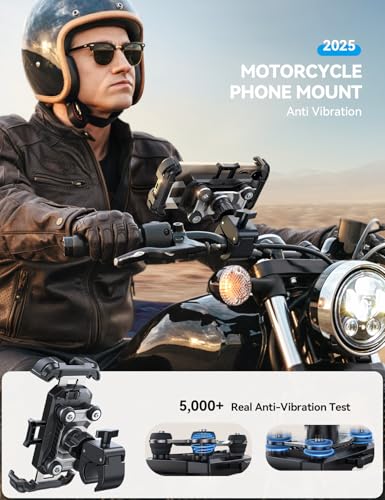 Motorcycle Phone Mount Holder with Metal Handlebar Clamp for 4.7-7" Cell Phones D84976