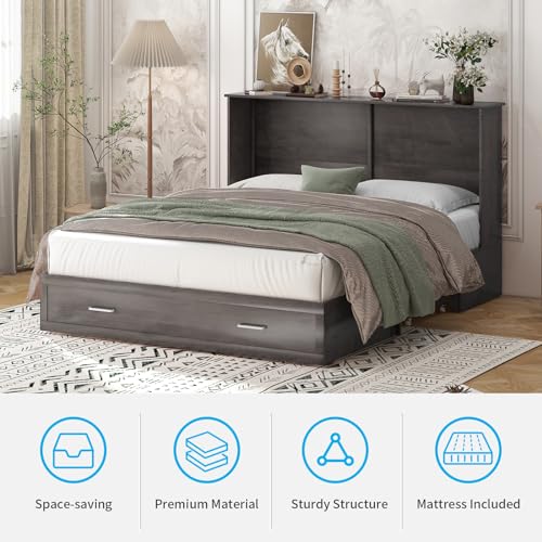 Queen Size Murphy Bed with Tri-Fold Mattress R58728