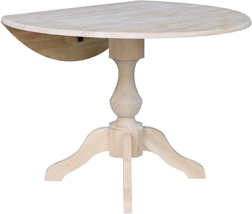 Round Dual Drop Leaf Pedestal Dining Table, Unfinished X283109